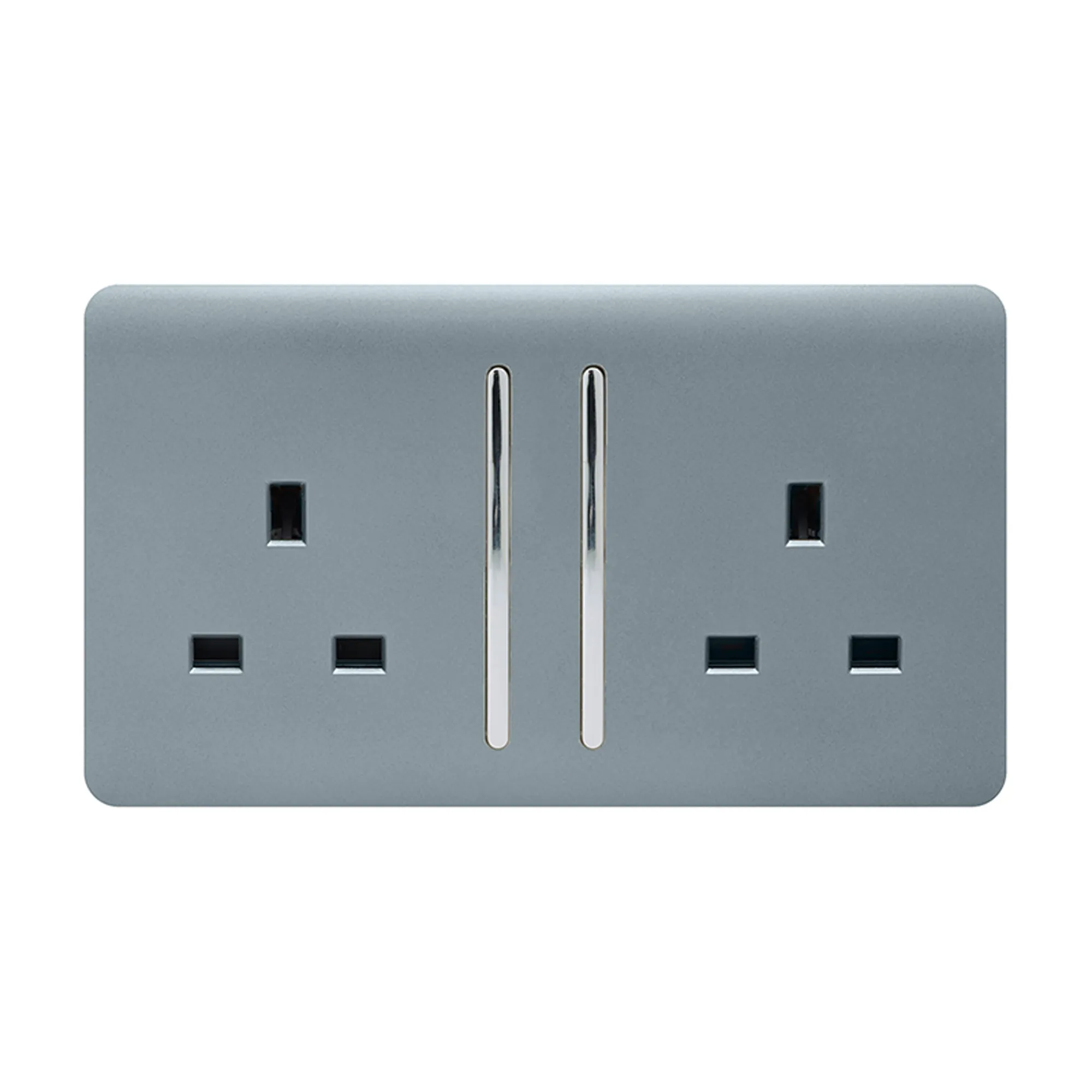 2 Gang 13Amp Long Switched Double Socket Cool Grey